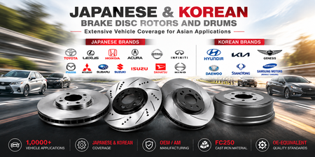 日本および韓国のブレーキディスクローターとドラム - 最も包括的な日本および韓国のブレーキカバレッジプログラムの1つ — 世界中の1,000以上の車両アプリケーション向けにOEM品質のブレーキソリューションを提供。